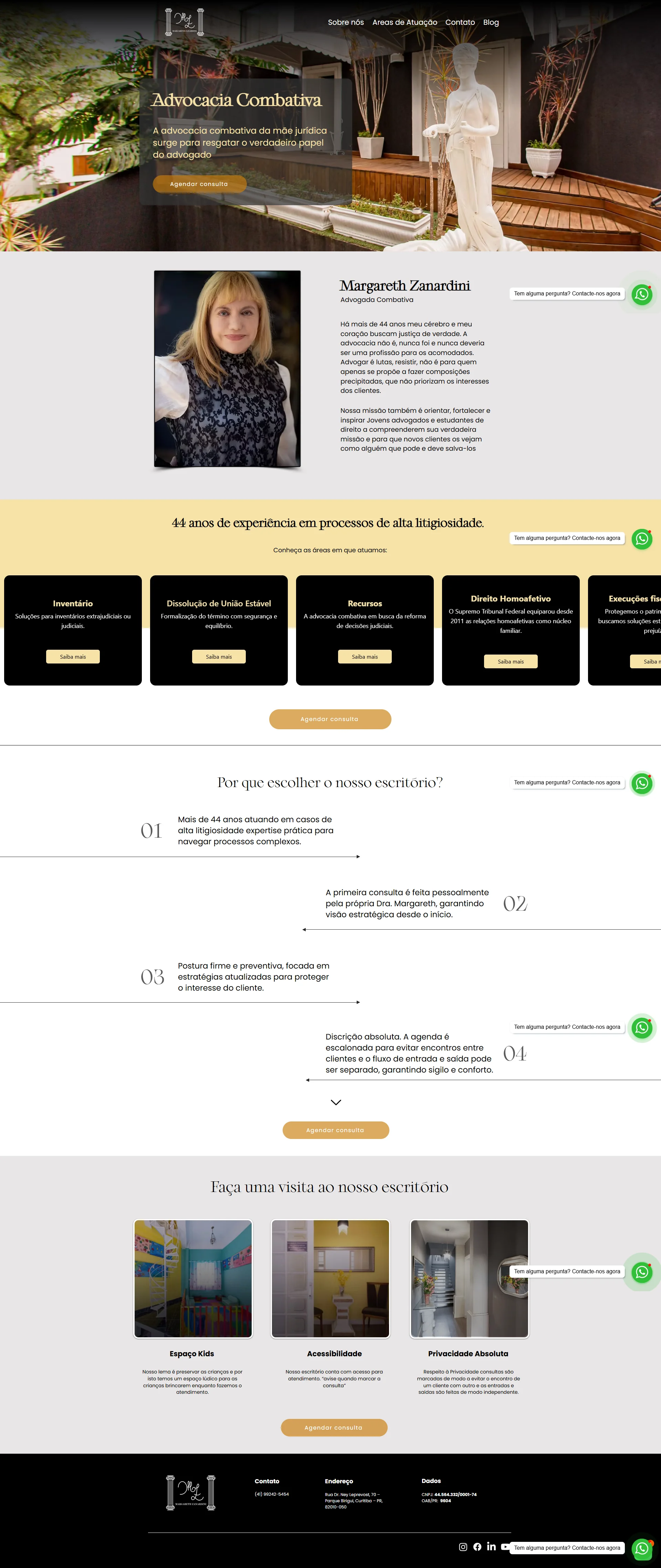 Preview completo do site Margareth Zanardini Advocacia